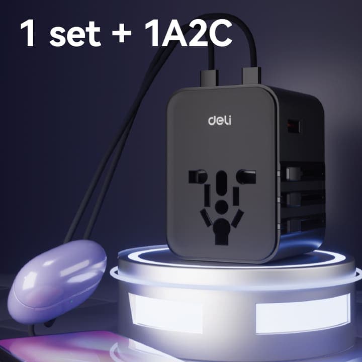DELI Deli ET766 Universal 25W Travel Adapter with USB-C Fast Charging electronics — image 1 of 2