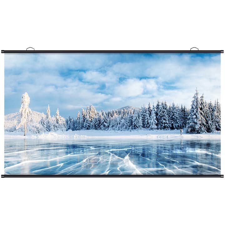 Deli E50448-EU 100 Inch Hanging Projector Screen | 16:9 HD Pull-Down Projection Screen for Home, Office & Classroom