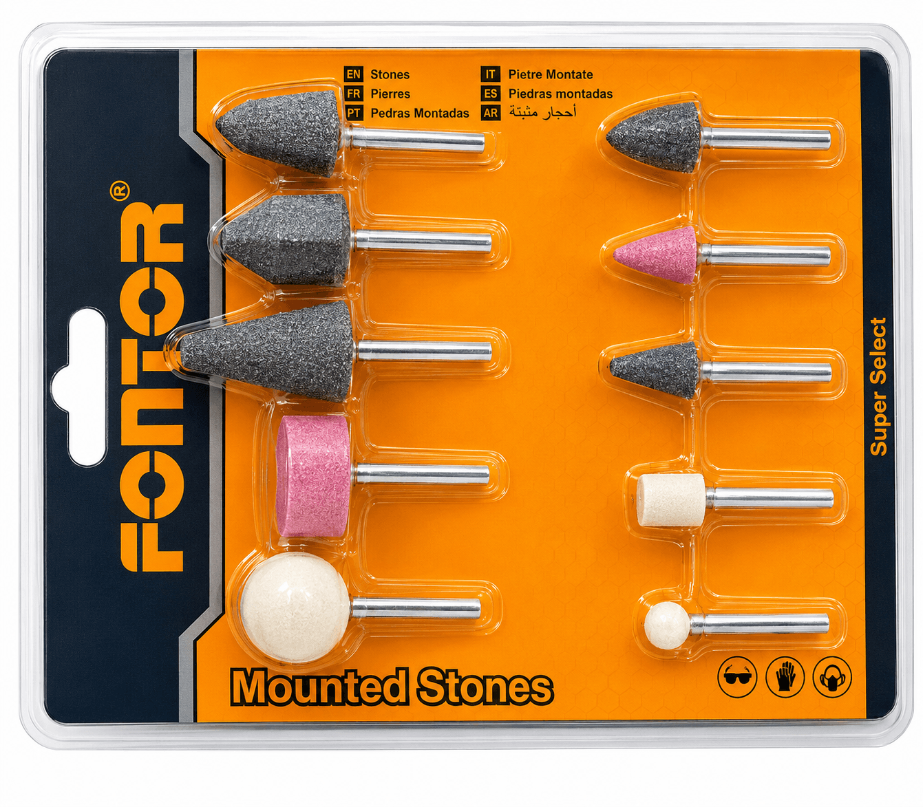 Fontor Mounted Stones 10 PC Set 180304 – Grinding, Sharpening & Polishing Rotary Tool Accessories