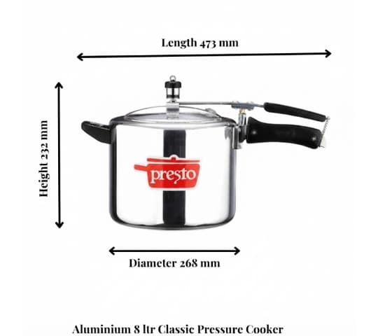 Presto Presto Aluminium Classic Inner Lid Pressure Cooker 8 Litre | Heavy Duty Cooker daily essentials & lifestyle
