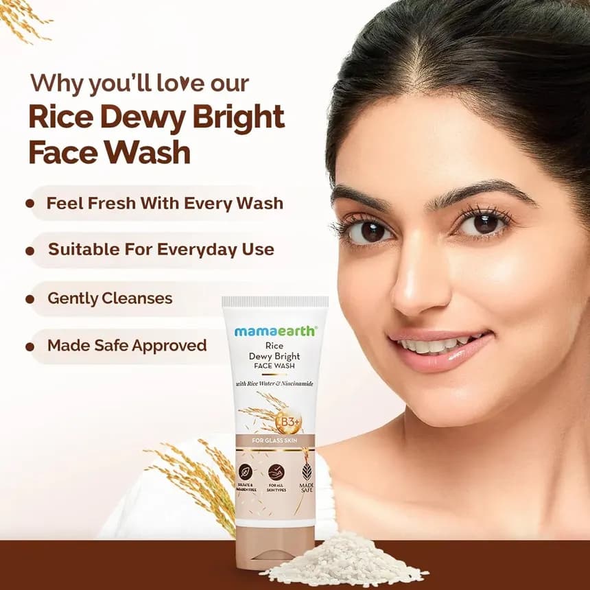 Mamaearth Mamaearth Rice Dewy Bright Face Wash with Rice Water & Niacinamide for Glass Skin – 100ml daily essentials &…