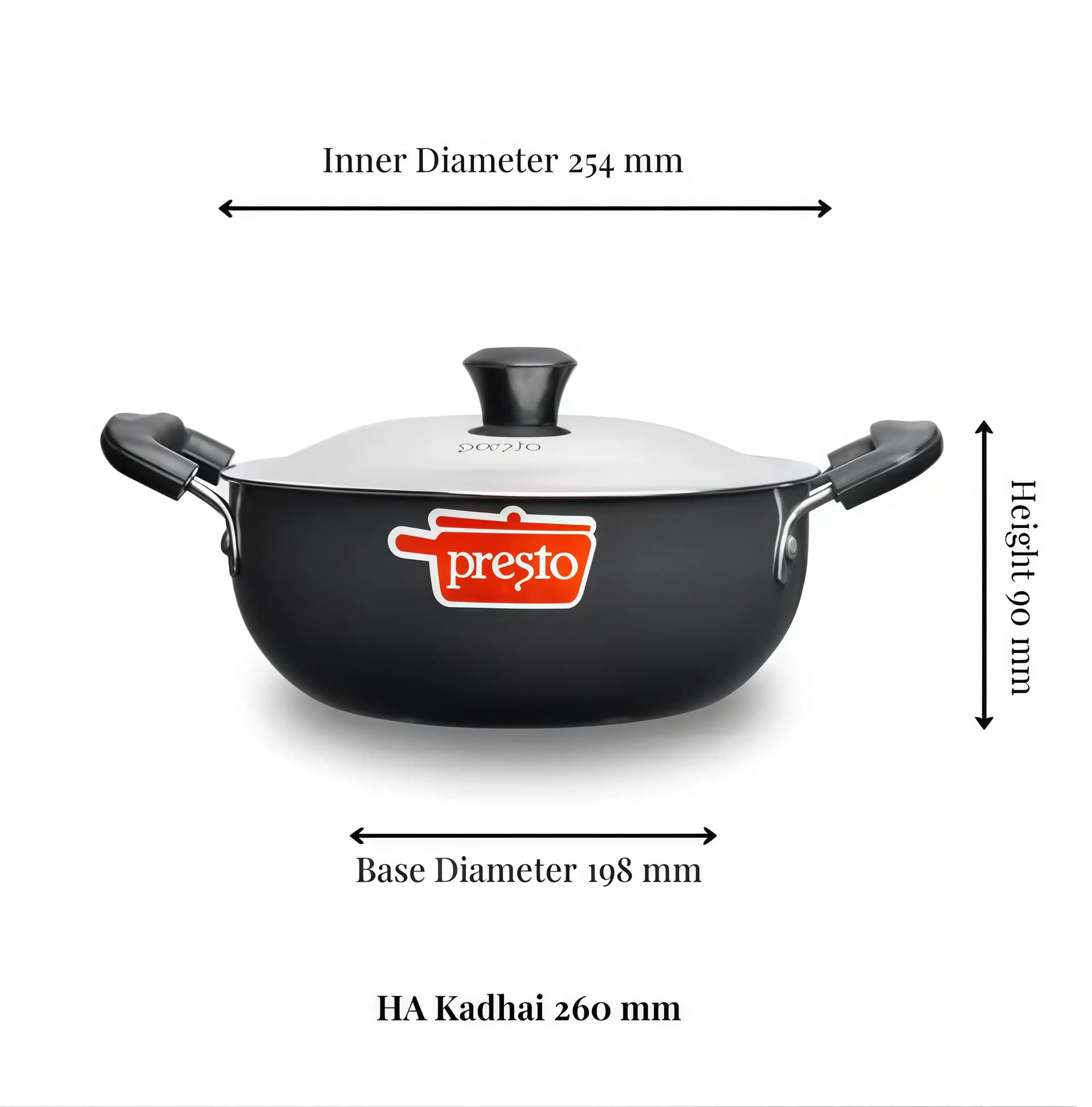 Presto Presto Black Hard Anodized Karhai/Kadhai/Kadai/Karai 260mm with Stainless Steel Lid daily essentials & lifestyle
