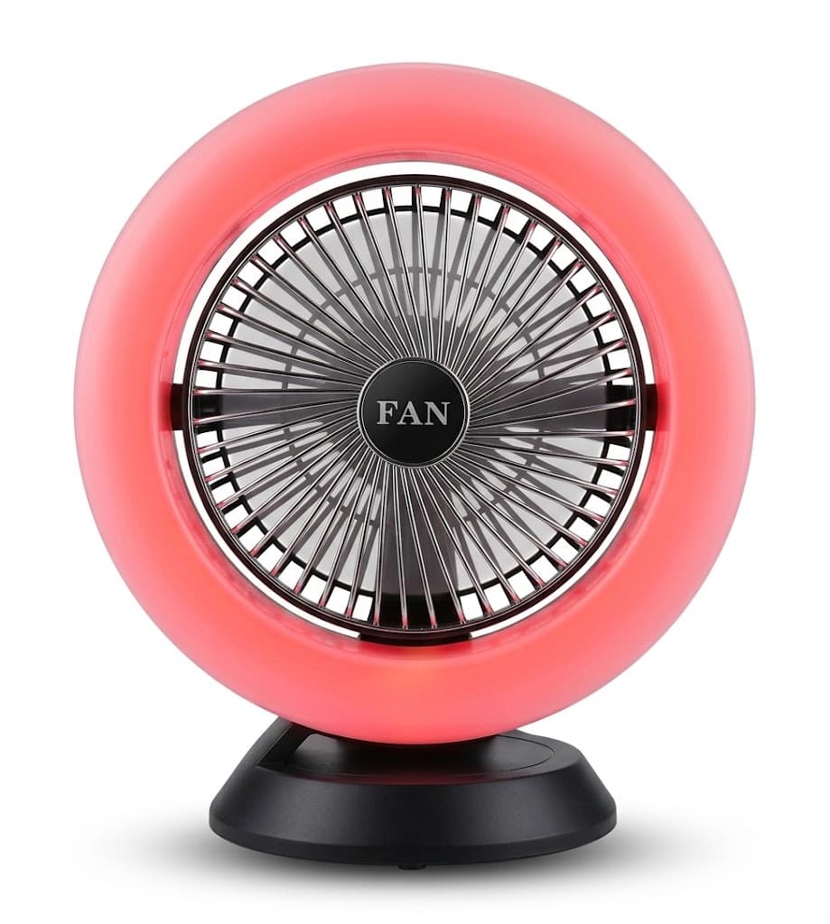 Mini Desk Fan with LED Ring Light | Portable USB Rechargeable Cooling Fan electronics