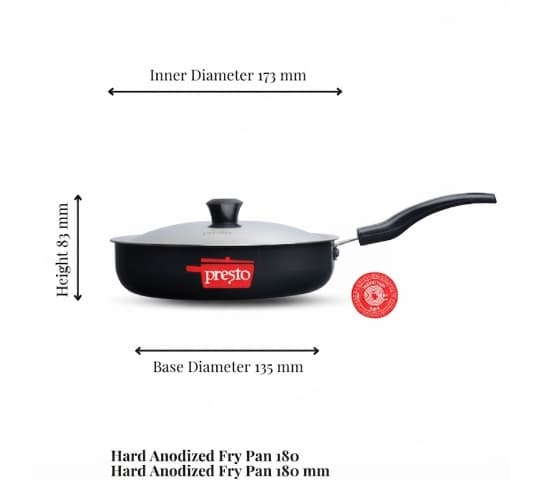 Presto Presto Hard Anodized Induction Base Frypan 180mm | Non-Stick Fry Pan for Gas & Induction daily essentials & lifestyle