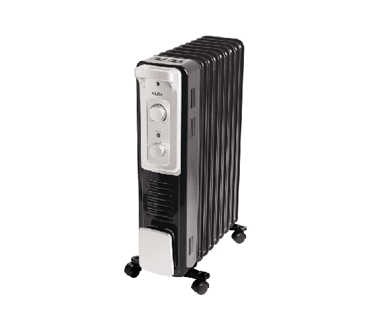 GLEN Oil Filled Radiator Room Heater with Turbo Ceramic Fan, 13 Fin – Black 7015OR