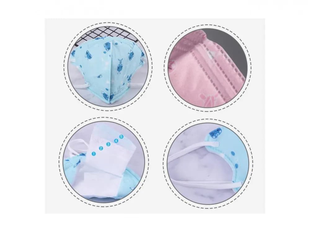Child 3D Folding KN95 Protective Face Mask Pack of 5 for Kids pharmacy, fitness & surgical — image 1 of 2