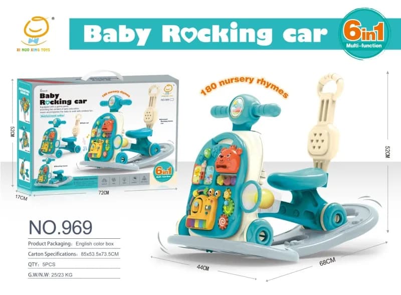 6-in-1 Baby Walker, Ride-on Scooter & Activity Table | Multifunctional Learning Walker for Toddlers