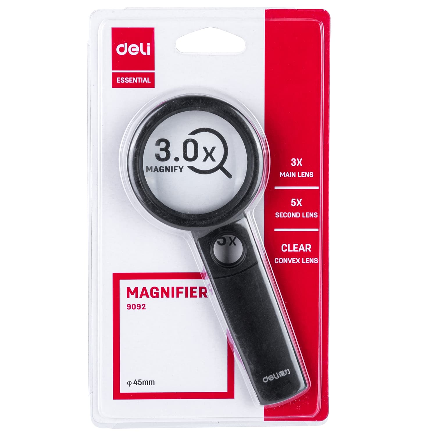 Deli E9092 Magnifier 3X Handheld Magnifying Glass 50mm Reading Lens