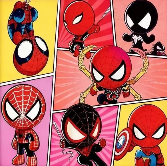 Spider-Man Multiverse Chibi Comic Panel Wall Art