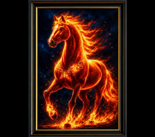Majestic Flaming Horse – Glowing Ember Fantasy Art