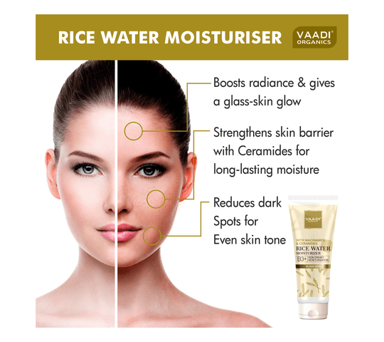 Vaadi Organics Vaadi Organics - Rice Water Moisturizer with Niacinamide & Ceramides - B3+ | Oil-Control| Matte & Non-Greasy…