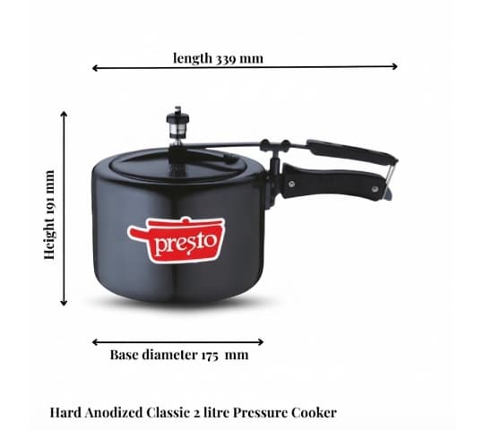 Presto Presto Hard Anodized Classic Pressure Cooker 2 Litre | Inner Lid Cooker for Gas Stove daily essentials & lifestyle