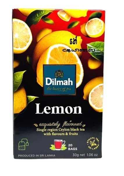 Dilmah Lemon & Lime Ceylon Black Tea – 20 Tea Bags | Refreshing Citrus Black Tea
