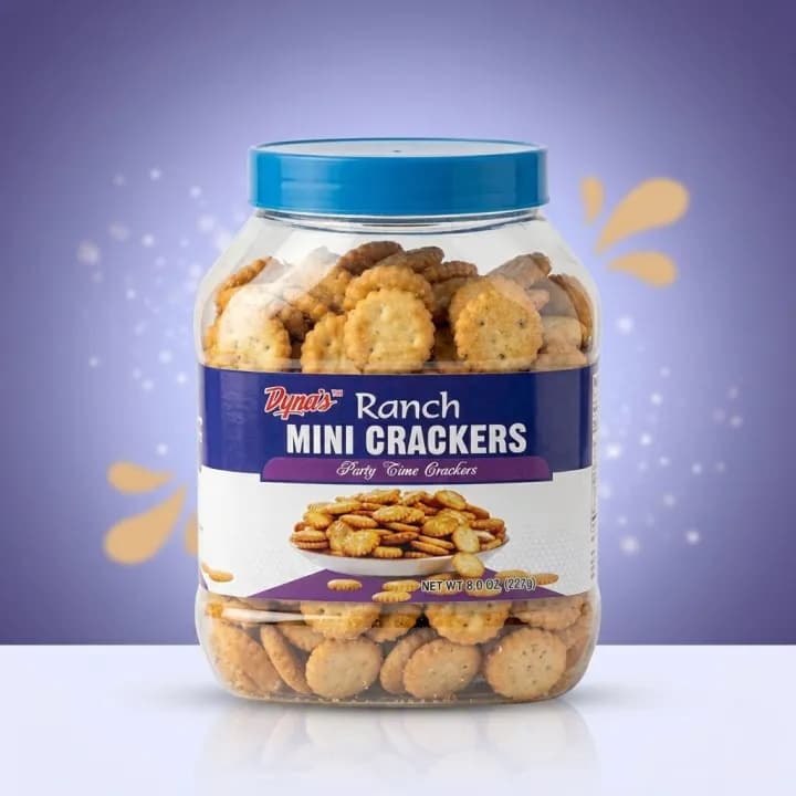 Dyans Mini Crackers Jar 227 gm Ranch – Crispy Ranch Flavored Snack Crackers