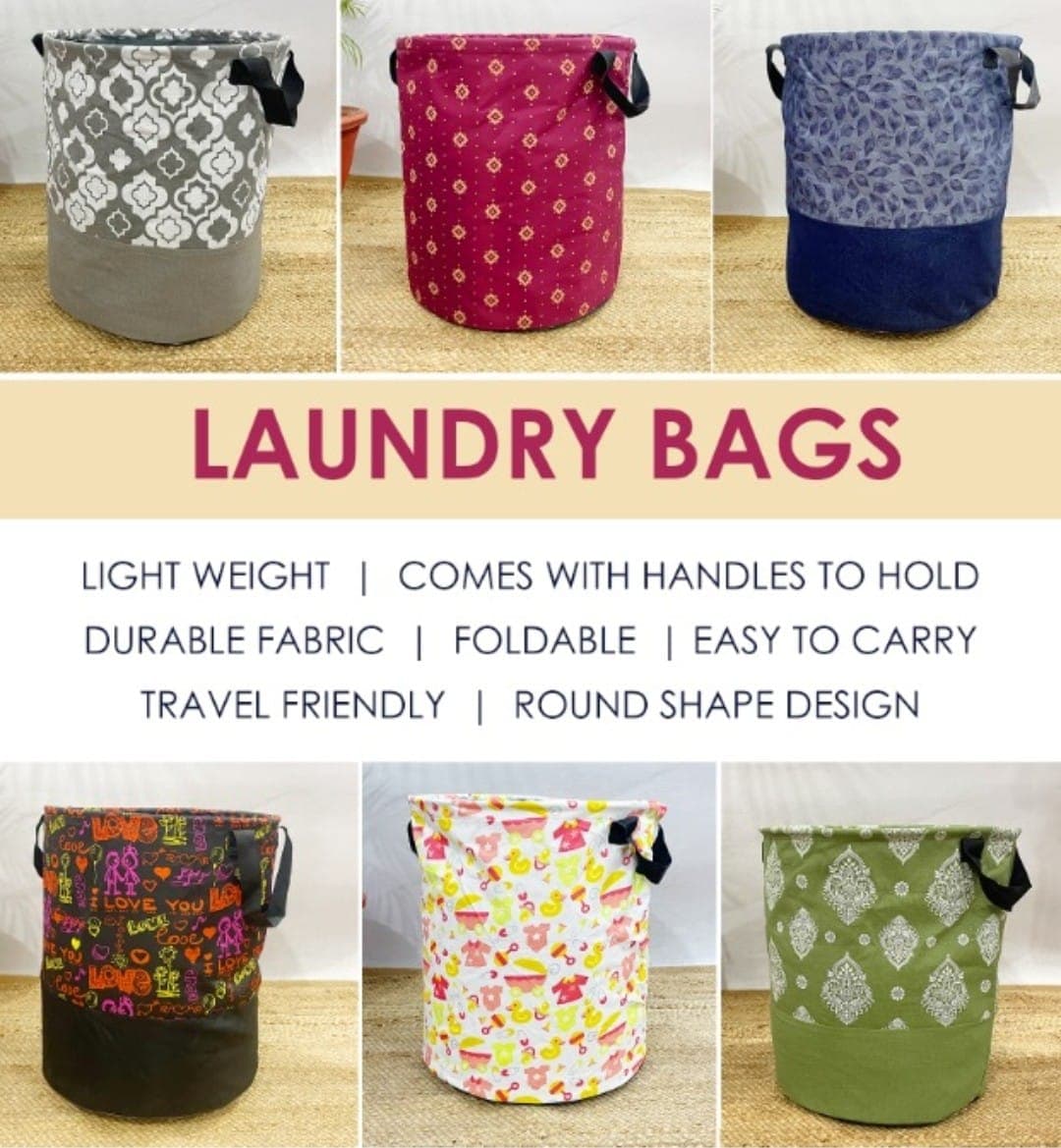 No Brand Durable Polycotton Foldable Laundry Bags (45L) – Waterproof & Washable daily essentials & lifestyle