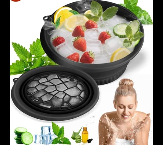 Collapsible Silicone Ice Facial Bowl & Face Bath Basin for Skin Care
