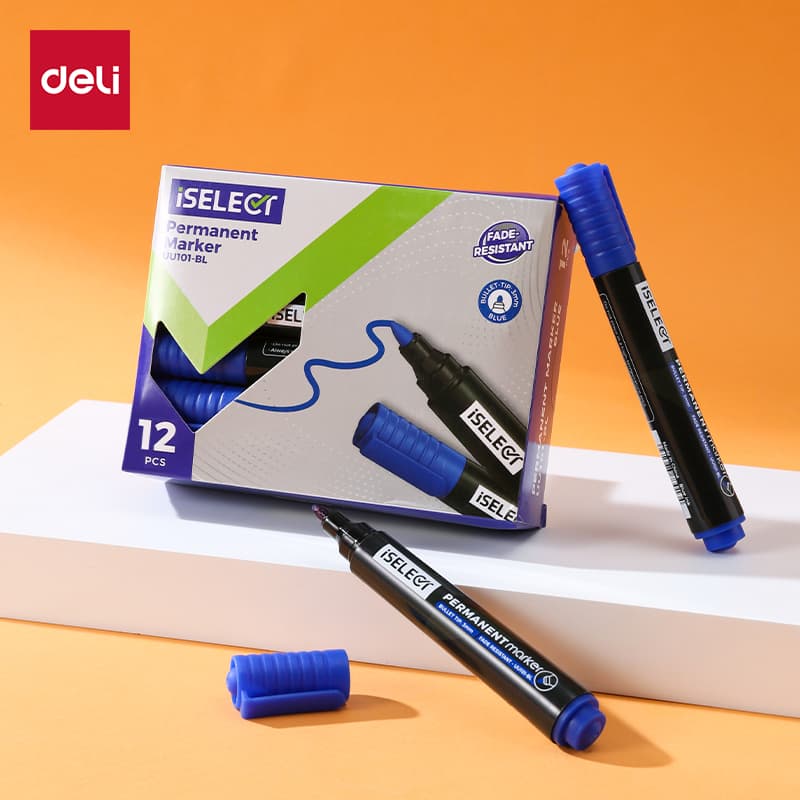 DELI UU101-BL ISELECT Permanent Bullet Marker Blue per pcs | Waterproof Permanent Marker