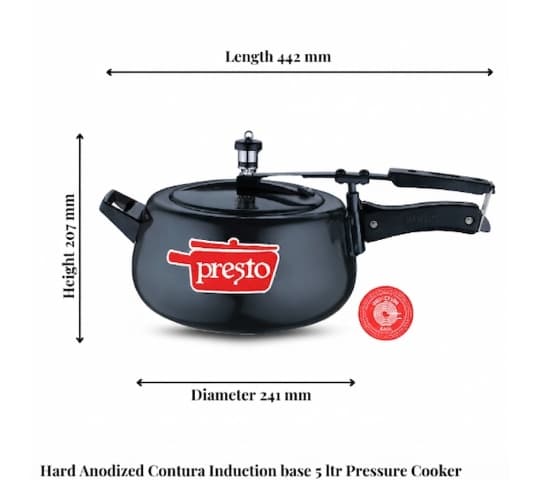 Presto Presto Hard Anodized Contura Induction Base 5 Litre Pressure Cooker Gas Compatible daily essentials & lifestyle
