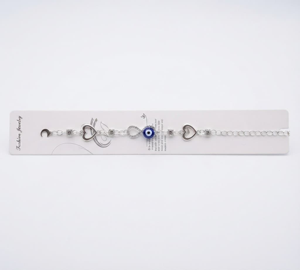No Brand Silver Evil Eye & Heart Infinity Bracelet | Stylish Fashion Bracelet for Women & Girls daily essentials & lifestyle