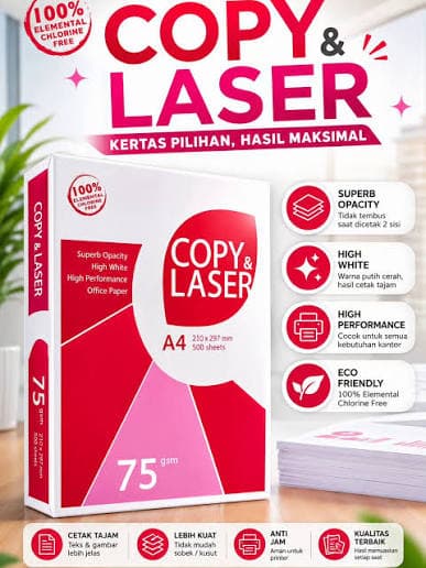 Copy & Laser A4 Copy Paper 75 GSM 500 Sheets | Multipurpose Printer Paper