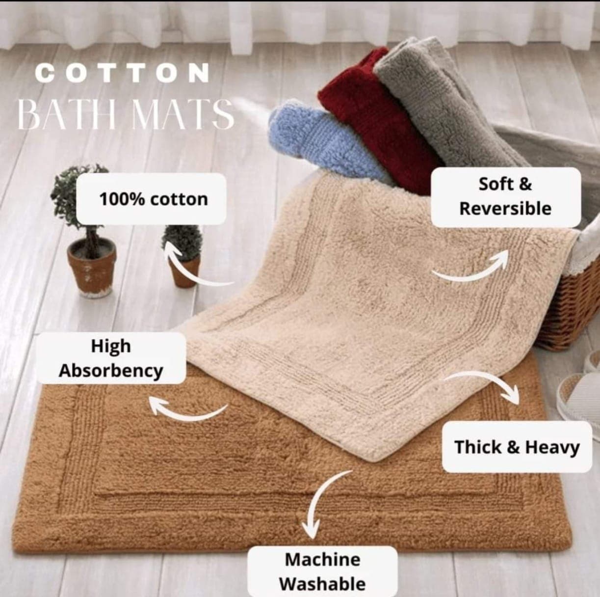 No Brand Pure Cotton Reversible Door Mats 40x60 cm daily essentials & lifestyle