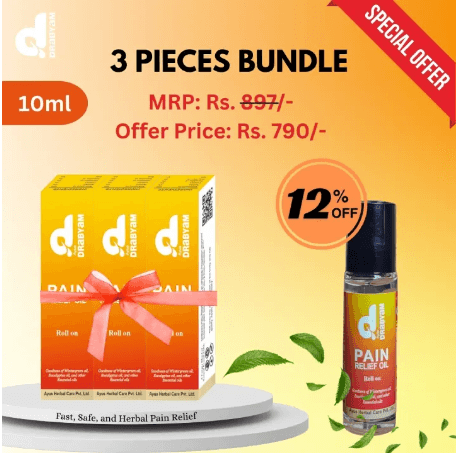 Drabyam Pain Relief Oil Roll-On 10ml – Pack of 3