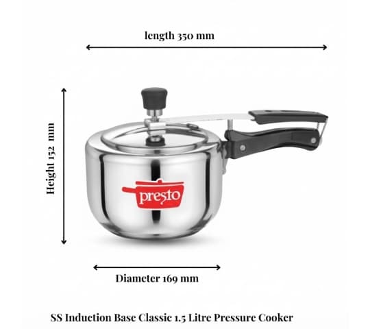 Presto Presto Stainless Steel Induction Base Classic Pressure Cooker 1.5 Litre daily essentials & lifestyle