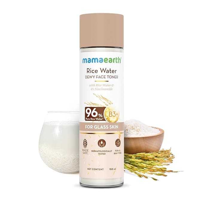 Mamaearth Rice Water Dewy Face Toner 150ml | Hydrating & Brightening Toner with Rice Water, Niacinamide & Aloe Vera
