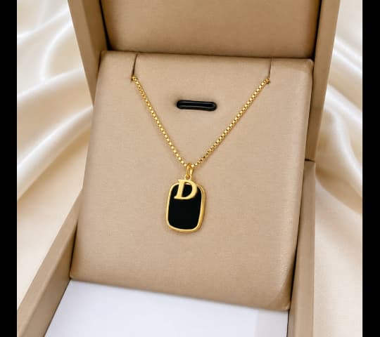 Gold Initial Tag Pendant Necklace for Women | Personalized Alphabet Jewelry