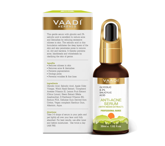 Vaadi Organics Vaadi Organics - Anti-Acne Serum With Glycolic & 2% Salicylic Acid (30 ml) - VH0687 daily essentials &…