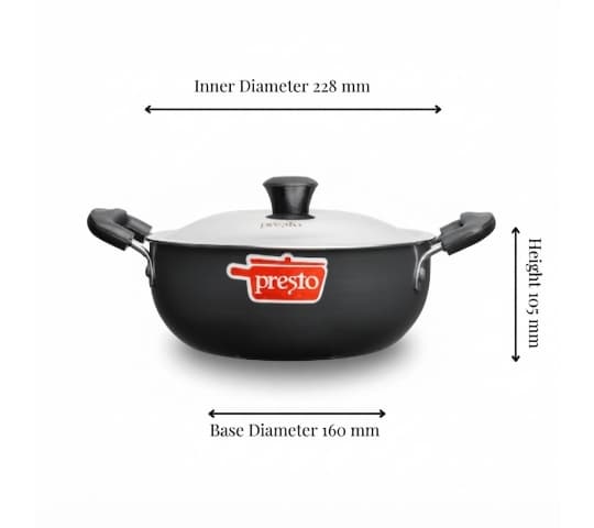 Presto Presto Hard Anodized Kadai 230mm with Lid | Durable Non-Stick Cooking Kadai daily essentials & lifestyle