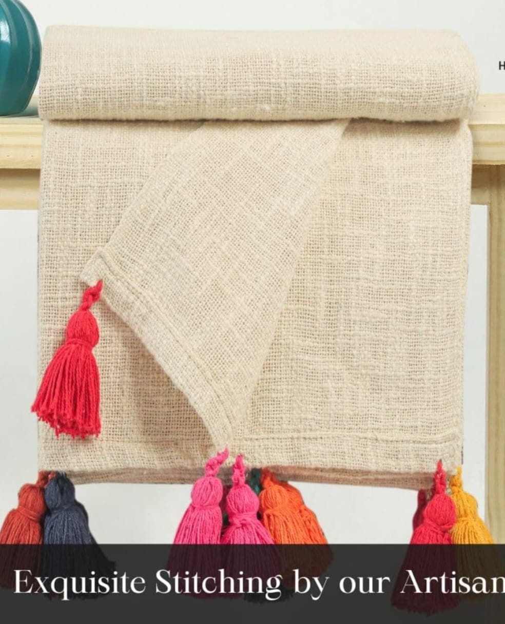 Mirage 100% Cotton Throw Blanket with Multicolor Tassels – Soft Decorative Sofa, Bed & Couch Blanket (Multicolour) daily… — image 1 of 5
