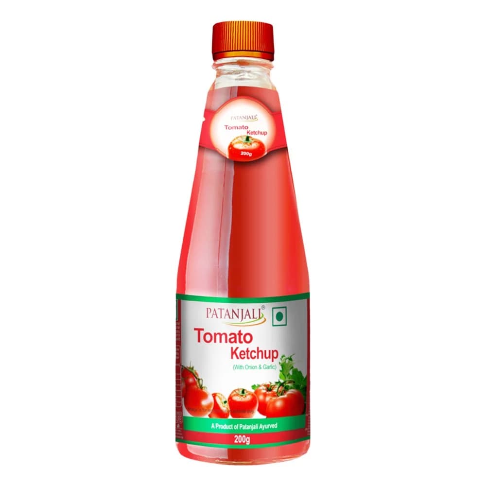 Patanjali Tomato Ketchup With Onion & Garlic 200g – Rich & Tangy Tomato Sauce