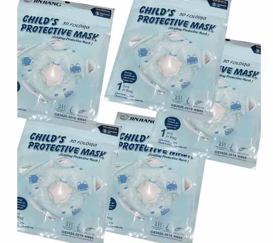 Child 3D Folding KN95 Protective Face Mask Pack of 5 for Kids