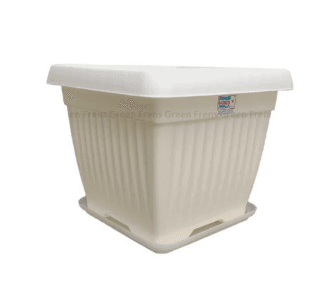 3-Piece Rectangular Plastic Flower Pots with Trays 6 × 15 Inches