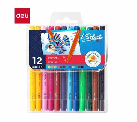 Deli Felt Pen EC169-12 – Smooth & Vibrant Writing