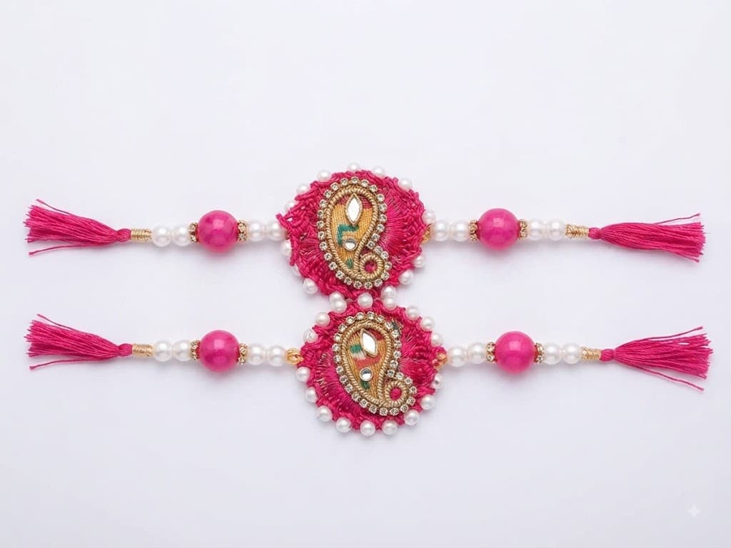 No Brand Paisley Patterned Beaded Rakhi – Elegant Traditional Rakhi for Brother daily essentials & lifestyle