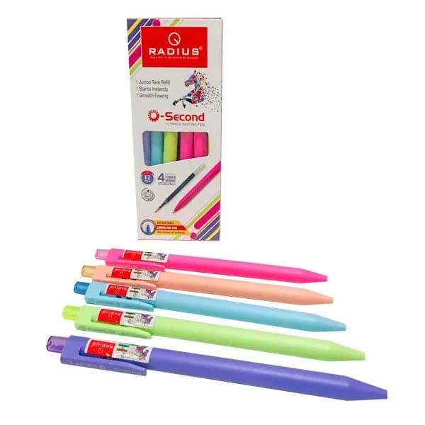 Radius Liquid Ink Pen Pack of 12 Smooth Writing Rollerball Pens