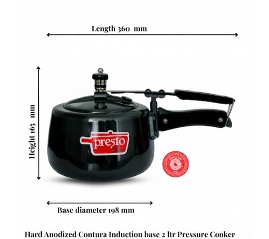Presto Presto Hard Anodized Contura Induction Base Pressure Cooker 2 Litre | Inner Lid Cooker daily essentials & lifestyle