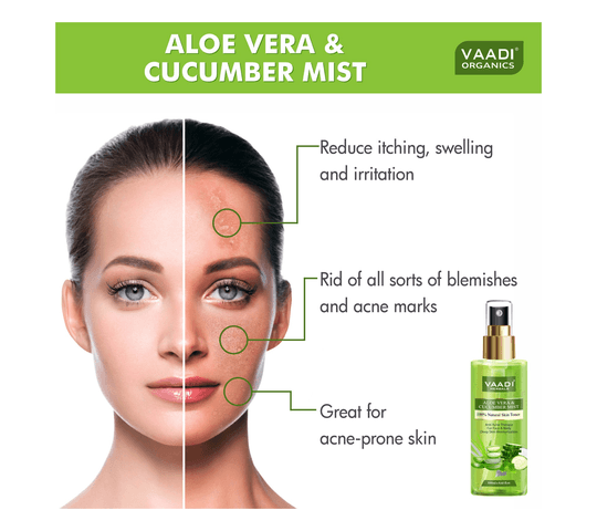Vaadi Organics Vaadi Organics - Aloe Vera & Cucumber Mist - 100% Natural Skin Toner (250 ml) - VH0576 daily essentials &…