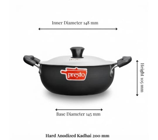 Presto Presto Hard Anodized Cookware Karha 200mm – Durable Kadai for Everyday Cooking daily essentials & lifestyle