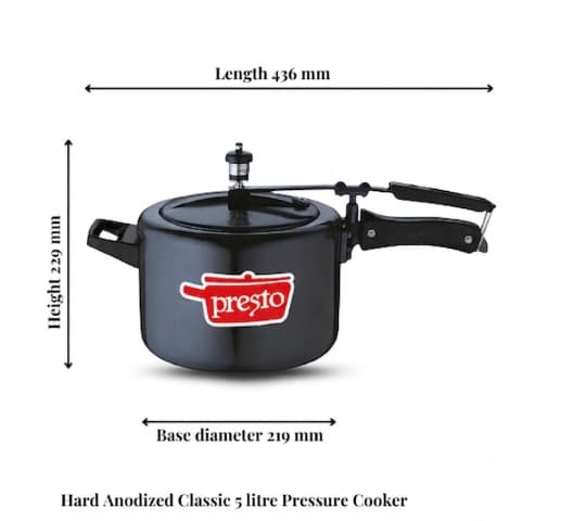 Presto Presto Hard Anodized Classic Pressure Cooker 5 Litre | Gas Compatible daily essentials & lifestyle