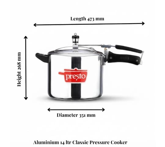 Presto Presto Pressure Cooker Aluminium Classic Inner Lid 14 Litre | Heavy Duty Pressure Cooker for Large Families daily…