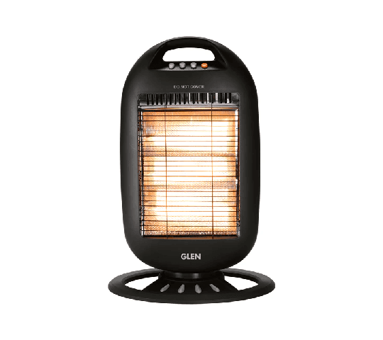 GLEN Electric Halogen Room Heater with 3 Heat Settings – Black HA7017