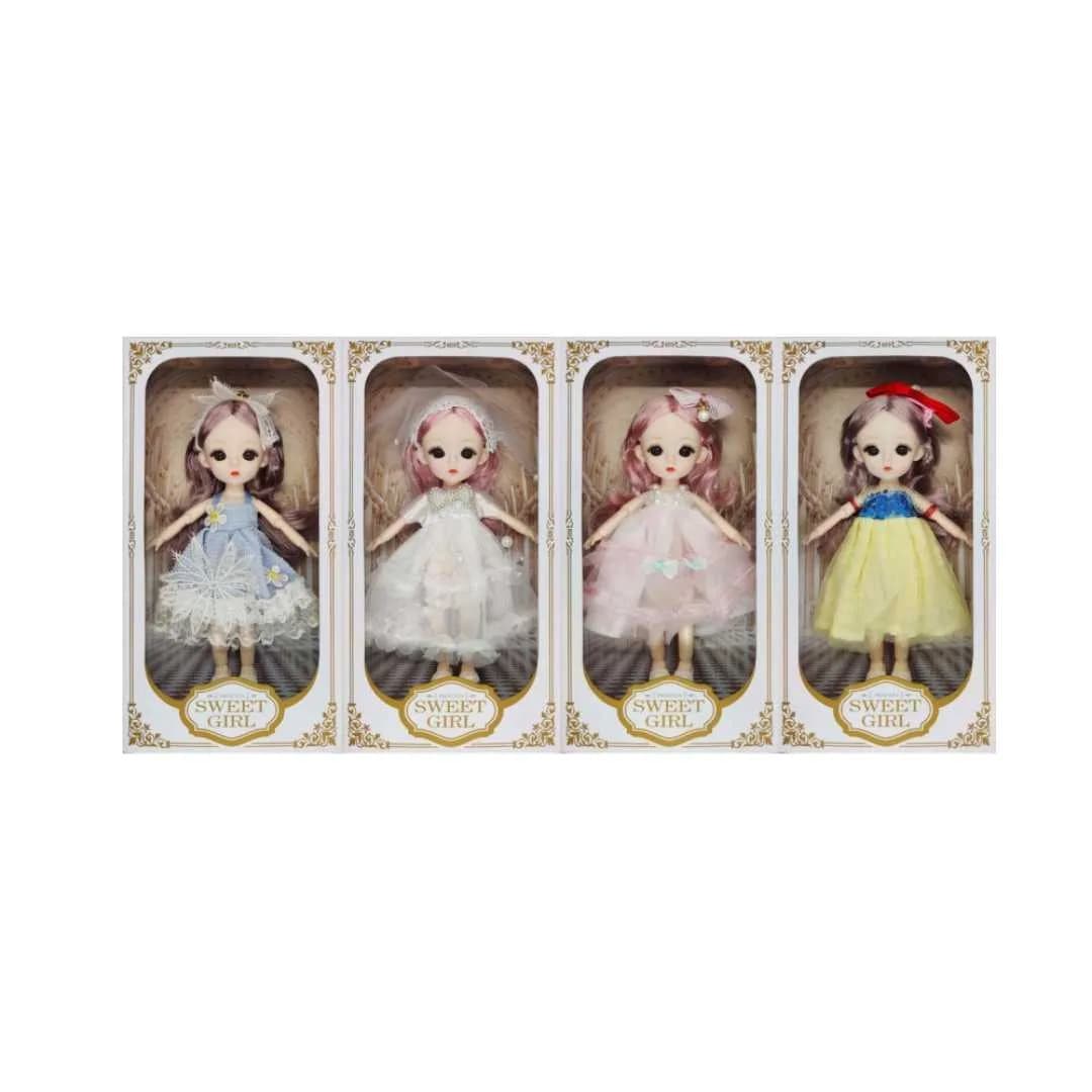 Sweet Girl 8-Inch Princess Doll (20cm) – Ball Jointed Doll with 3D Eyes, Lace Tulle Dress & Floral Accessories