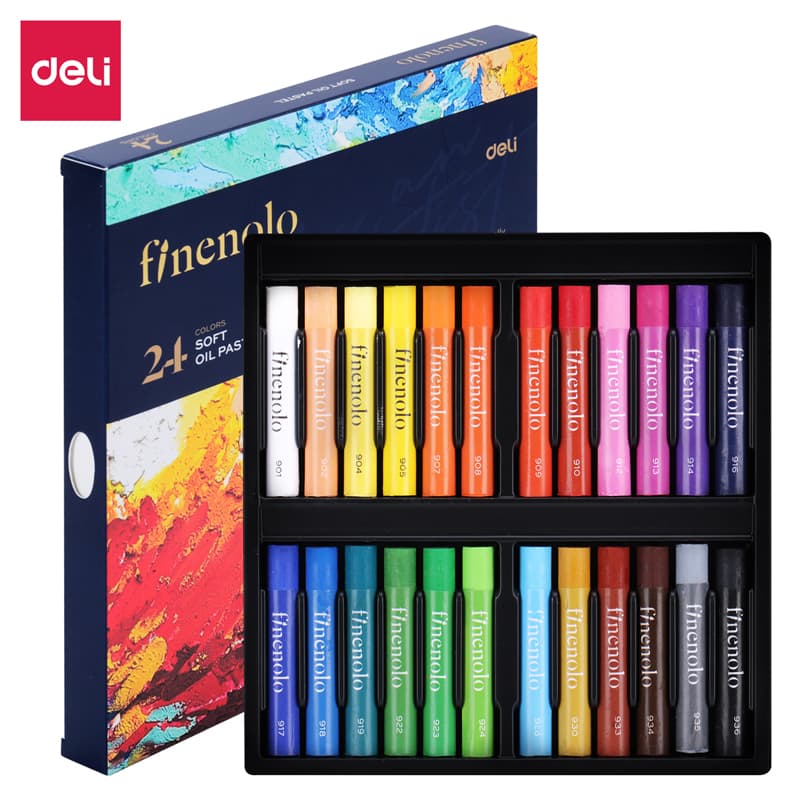 Deli EC212-24 Soft Oil Pastel 24 Colors Art Crayons for Kids & Artists