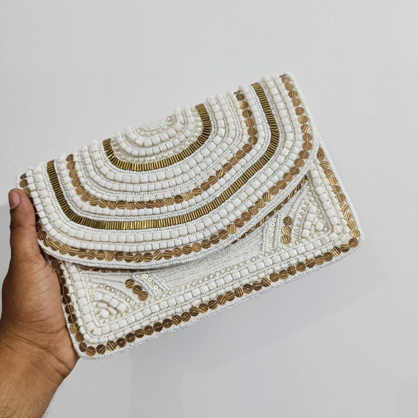 Beaded Embellished Sling cum Clutch Bag – Elegant Women's Party, Wedding & Evening Handbag