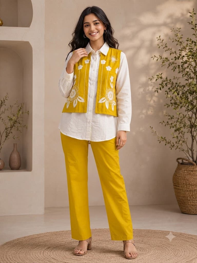 Mustard Yellow Embroidered Kurta Set for Women – Elegant Ethnic Wear
