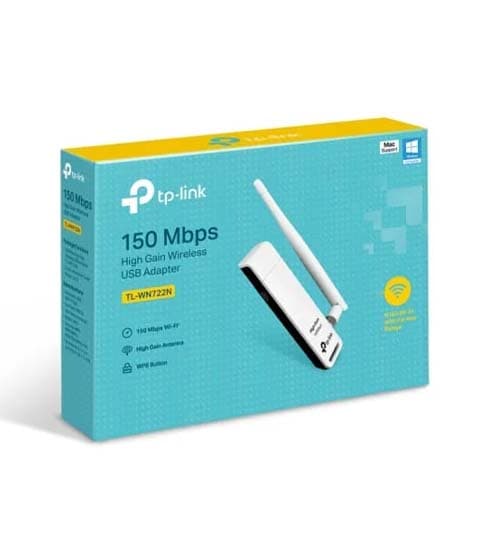 TP-Link Nano USB Wifi Dongle 150Mbps High Gain Wireless Network Adapter for PC Desktop and Laptops (TL-WN722N) Support Windows 11 White In Color