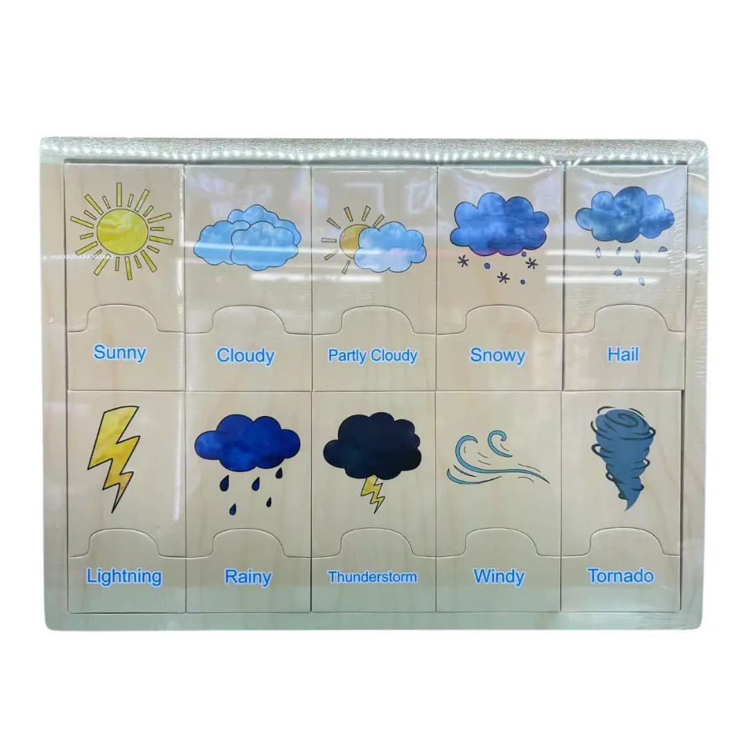 My First Wooden Learning Puzzle – Learn Shapes, Colors & Weather | Educational Montessori Toy for Kids